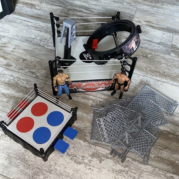 Mattel Other - Mattel 2010 WWE RAW Wrestling Cage Ring with Spring Loaded Mat Lot